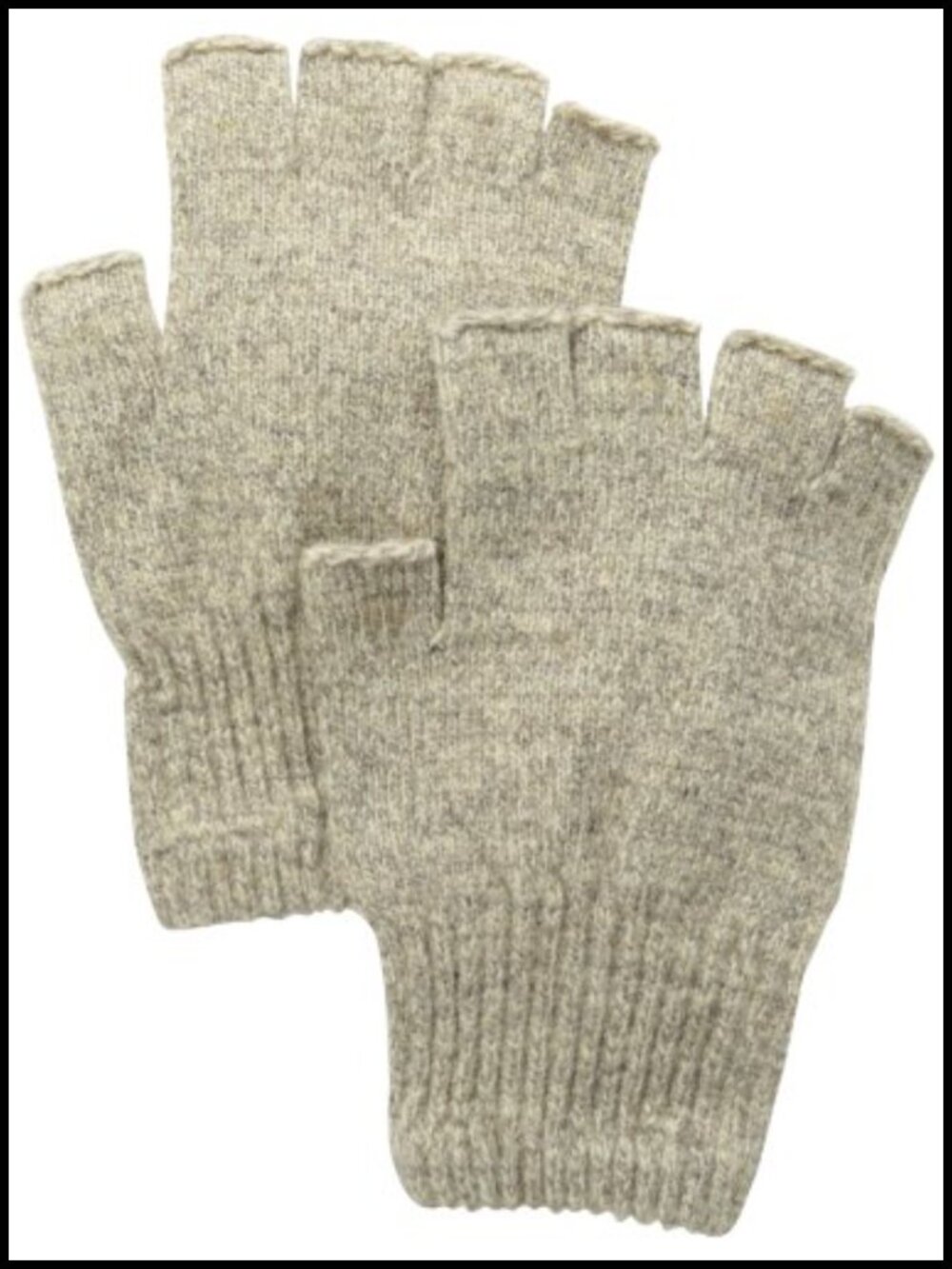 Men's Mid-Weight Fingerless Wool Gloves Knit Cold Weather